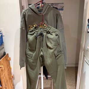 Men's Olive Green Fleece Hoodie and Jogger Set